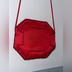 Genie Red Beaded Crossbody Purse Small